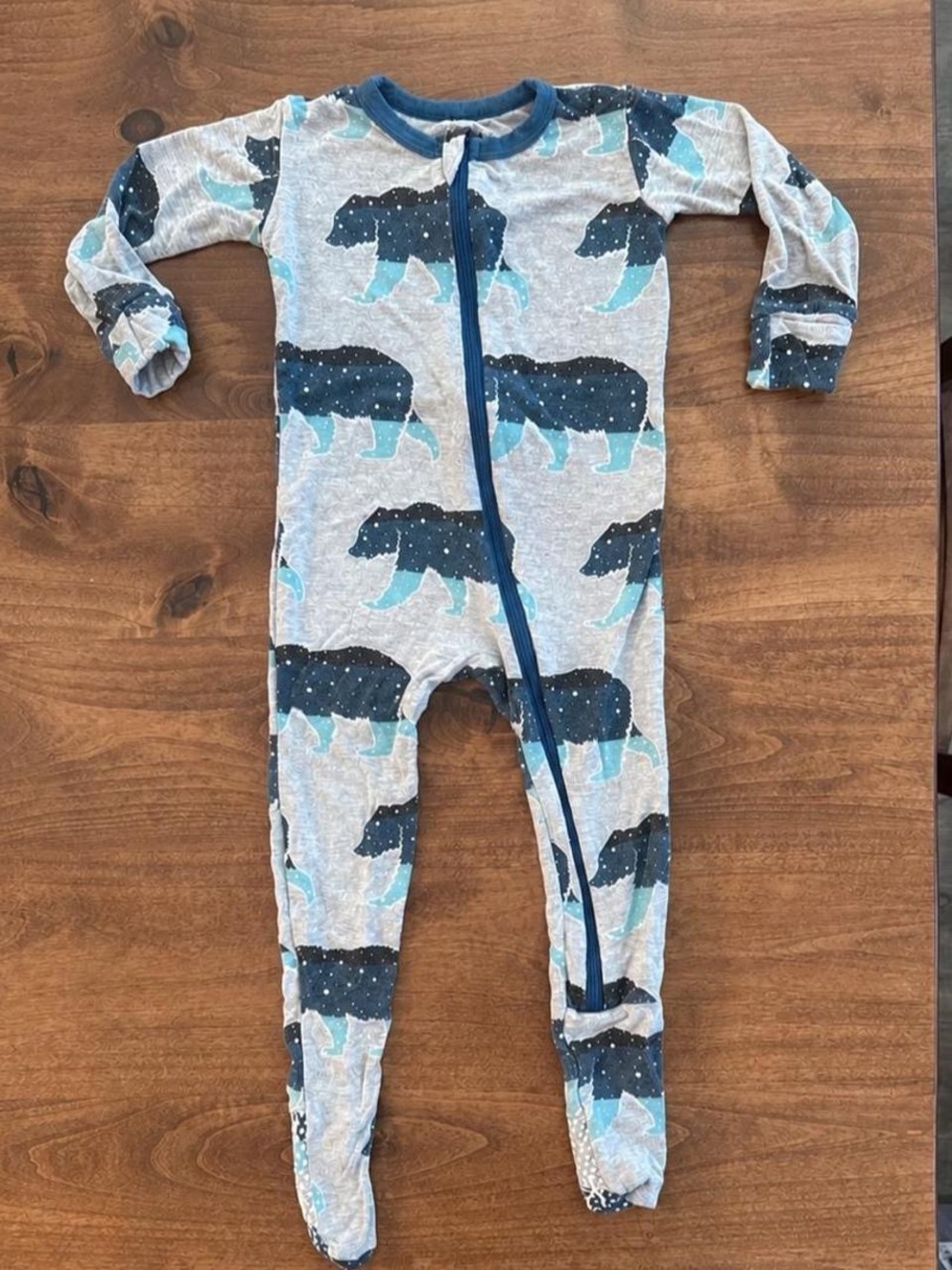 Kickee Pants Bamboo Star Constellation Bear Zipper Footie Onesie Pajamas 12-18 M